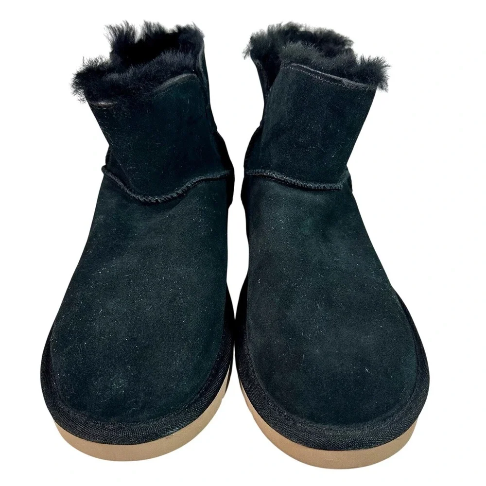 Koolaburra by UGG‎ Victoria Mini Black Suede Faux Fur Bow Boots 1015209 Womens 7
